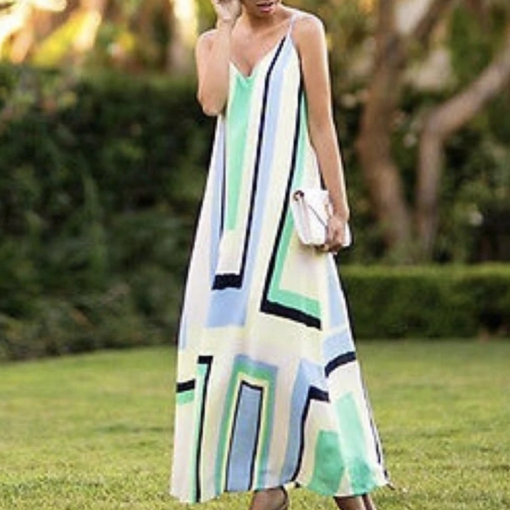 Anthropologie Maeve Abstract Geometric Scarf Print Maxi Dress